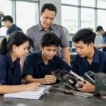 Siswa SMK bekerja dalam kelompok kecil untuk mengembangkan dan menguji prototipe proyek dengan pendampingan guru